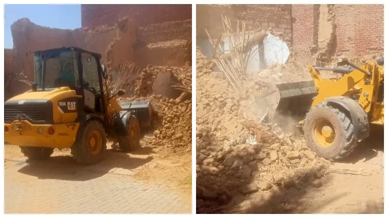 إزالة منزل آيل للسقوط في مركز باريس بالوادي الجديد -صدى الخبر
