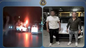 كشف حقيقة فيديو الاستعراض بسيارة بدون ولحات وإشعال الألعاب النارية بال -صدى الخبر