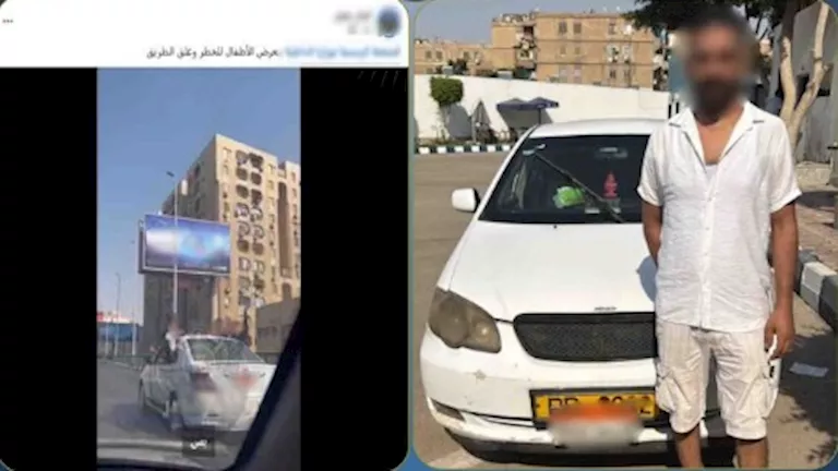 ضبط سائق تاكسي استعرض بأطفال أعلى كوبري -صدى الخبر