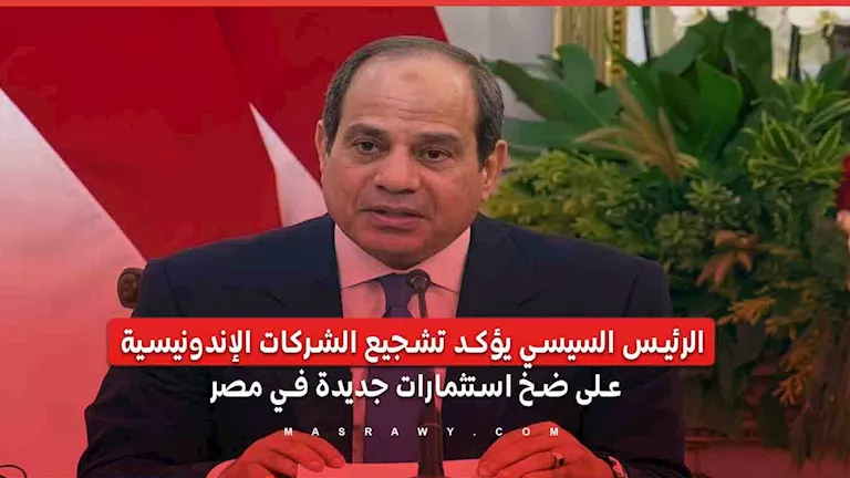 الرئيس السيسي يؤكد تشجيع الشركات الإندونيسية على ضخ استثمارات جديدة في مصر الرئيس السيسي يؤكد تشجيع الشركات الإندونيسية على ضخ استثمارات جديدة في مصر