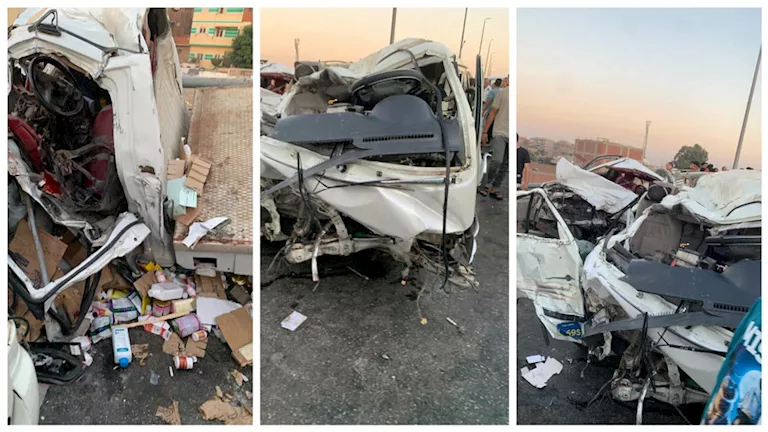 مصرع شخصين وإصابة 11 آخرين في تصادم سيارتين بالقليوبية (صور) -صدى الخبر مصرع شخصين وإصابة 11 آخرين في تصادم سيارتين بالقليوبية (صور) -صدى الخبر